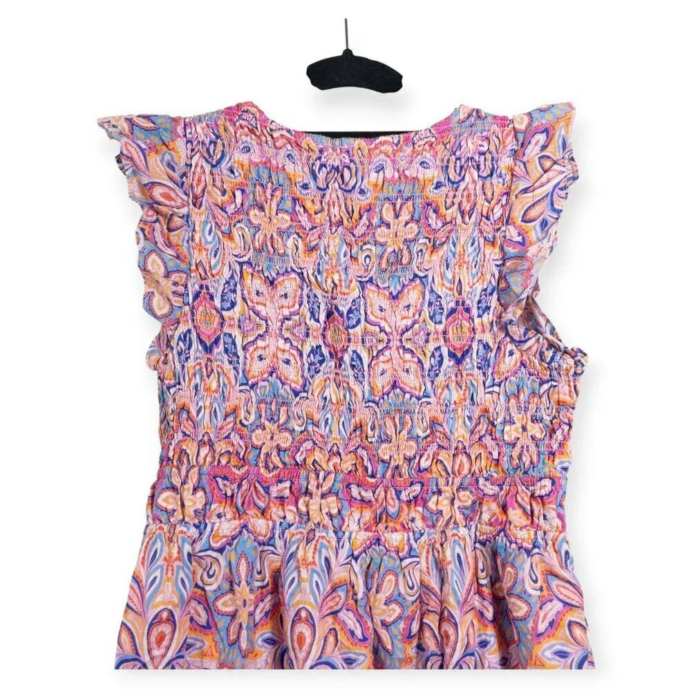 Anthropologie Boho Peregrine Paisley Mini Dress Ruffle SZ SP Wedding Guest Dress - Picture 7 of 8